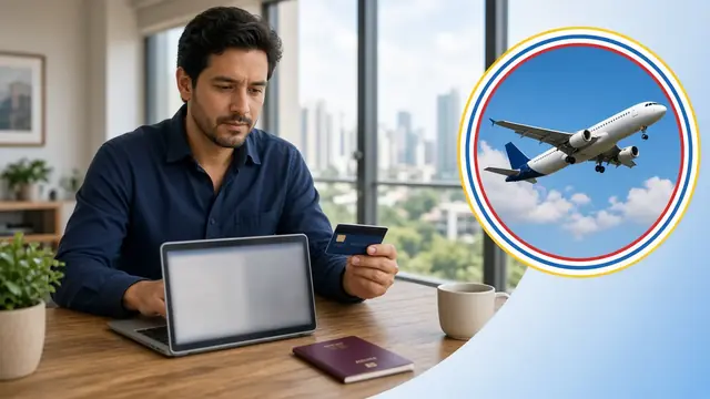 Manos entregando un comprobante en una ventanilla de pago de la visa americana